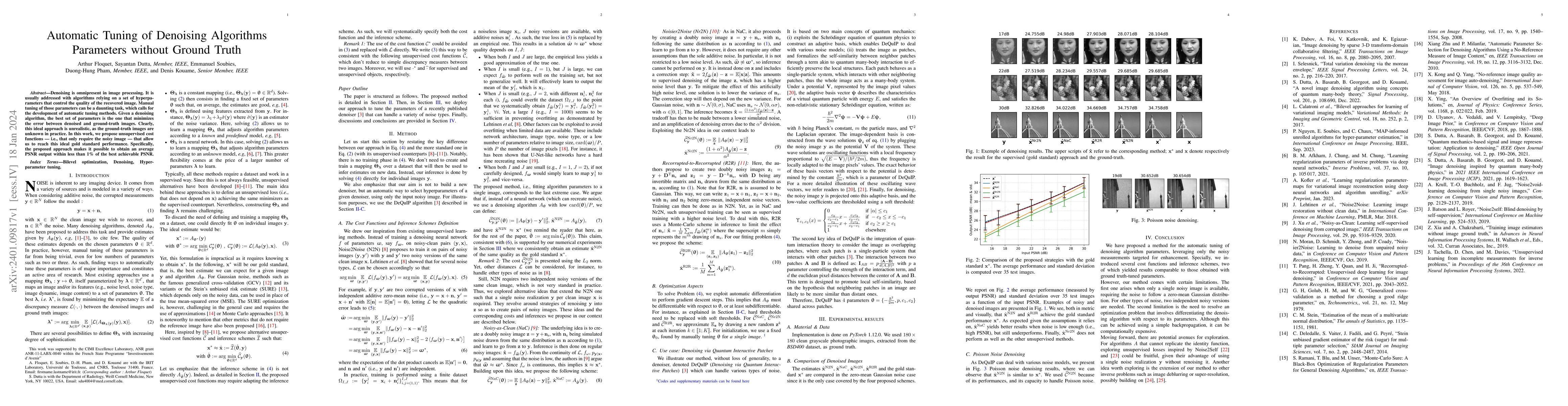 Thumbnail for Automatic Tuning of Denoising Algorithms Parameters Without Ground Truth