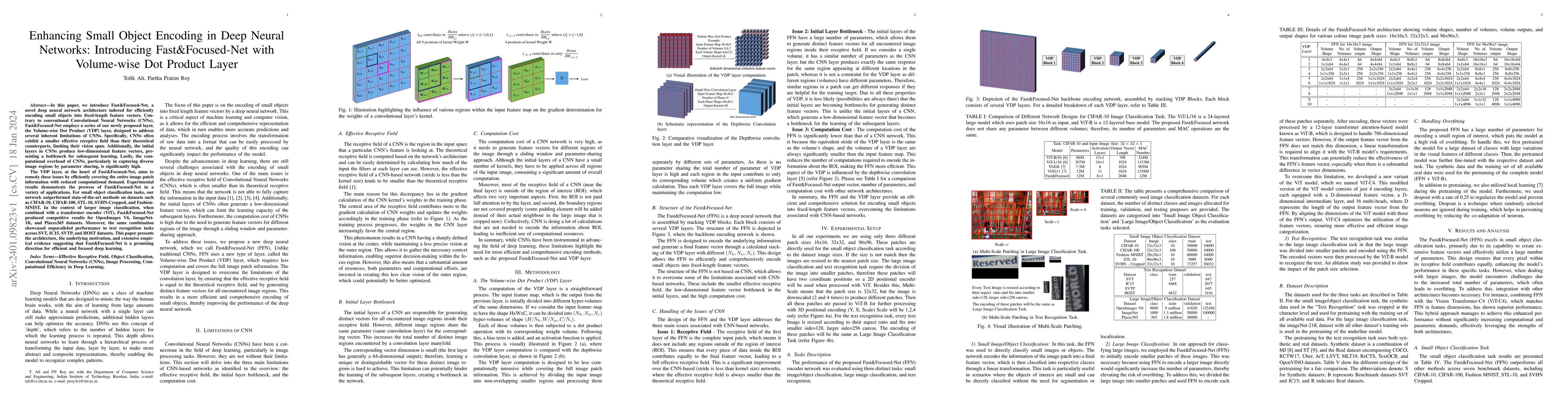 Thumbnail for Enhancing Small Object Encoding in Deep Neural Networks: Introducing
  Fast&Focused-Net with Volume-wise Dot Product Layer
