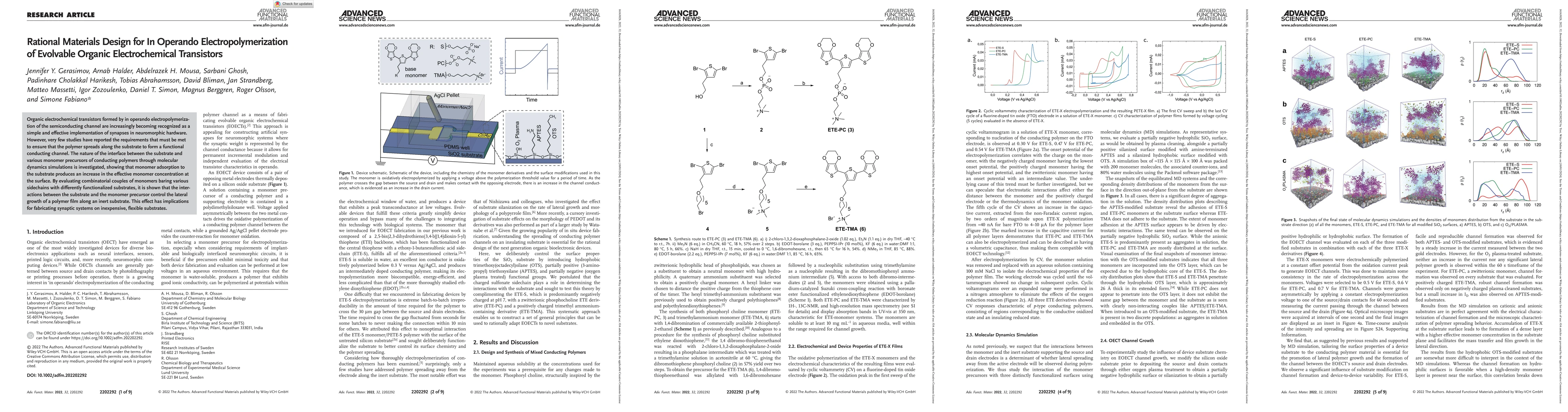 Thumbnail for Rational Materials Design for In Operando Electropolymerization of
  Evolvable Organic Electrochemical Transistors