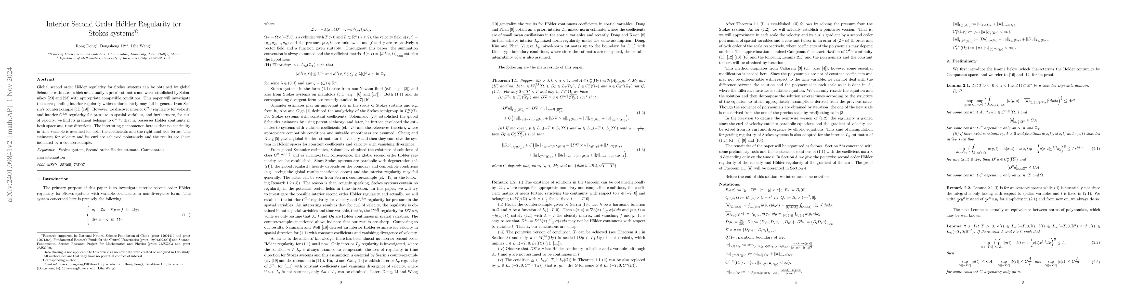 Thumbnail for Interior Schauder estimates for Stokes systems in non-divergence form