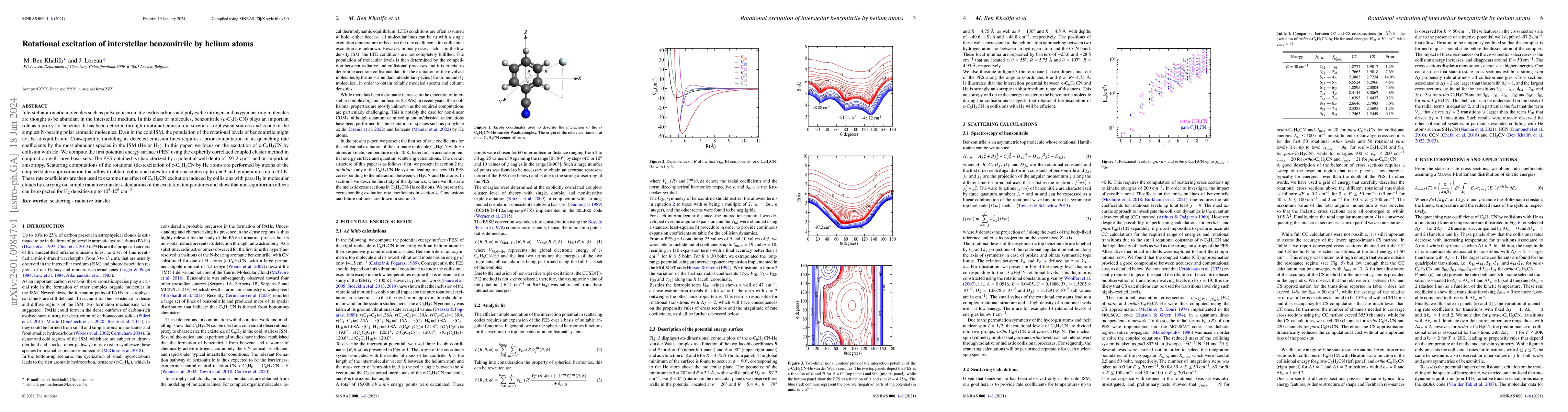 Thumbnail for Rotational excitation of interstellar benzonitrile by helium atoms