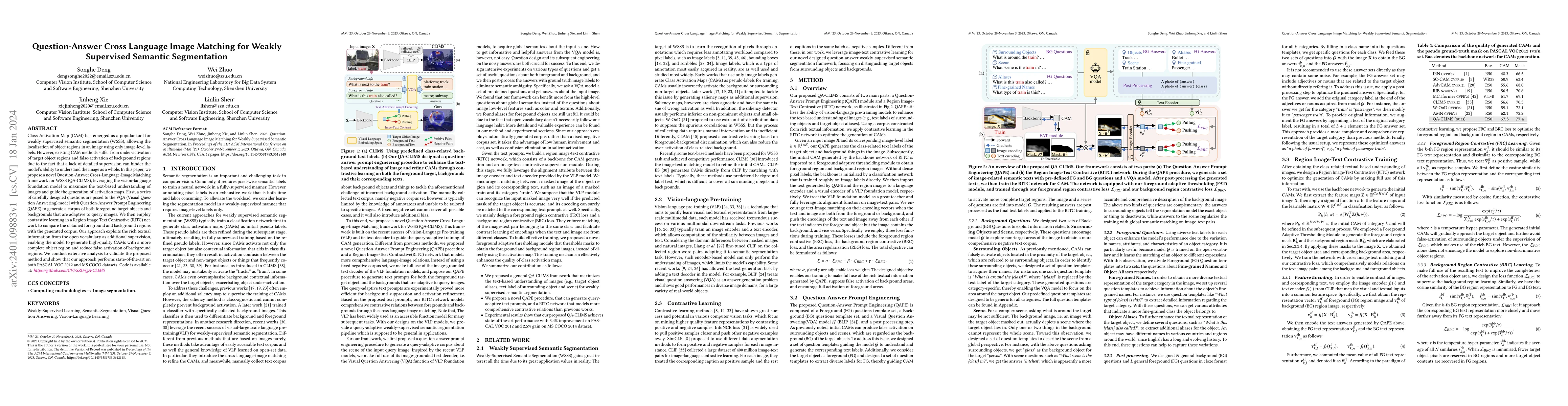Thumbnail for Question-Answer Cross Language Image Matching for Weakly Supervised
  Semantic Segmentation