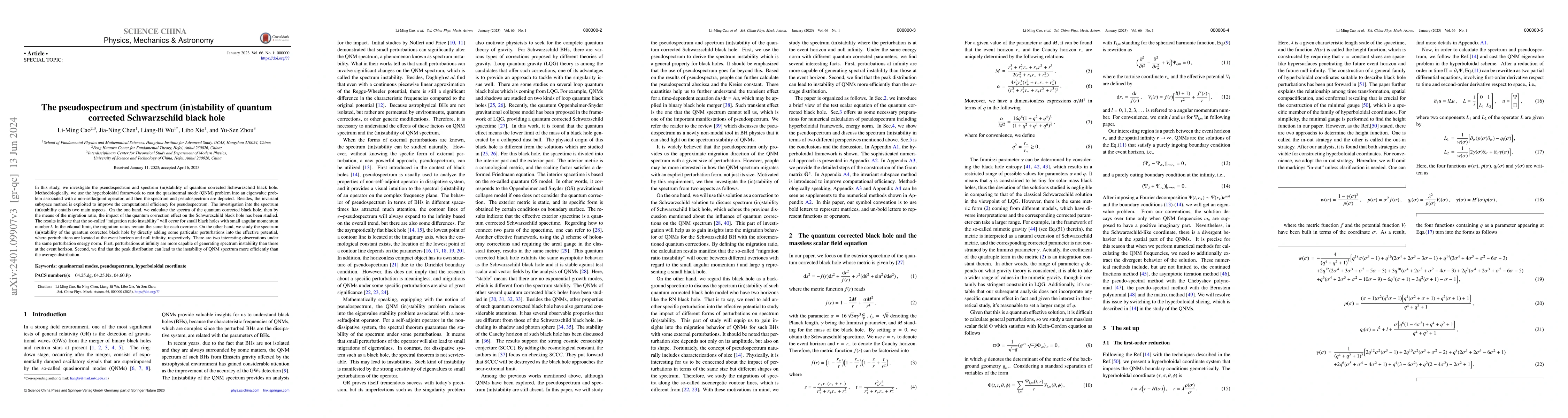 Thumbnail for The pseudospectrum and spectrum (in)stability of quantum corrected
  Schwarzschild black hole