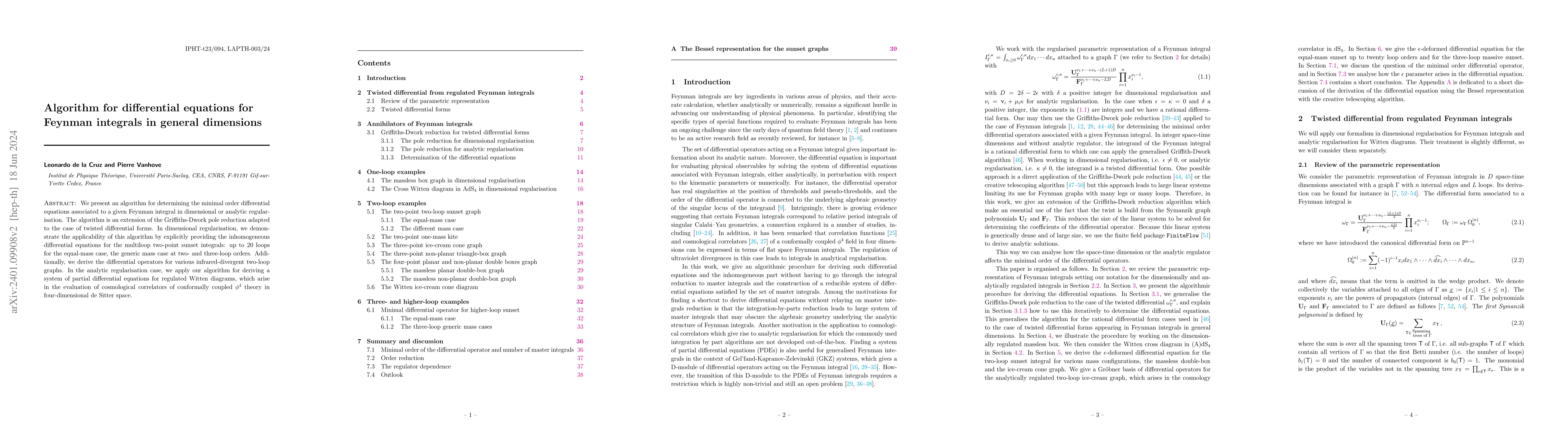 Thumbnail for Algorithm for differential equations for Feynman integrals in general
  dimensions