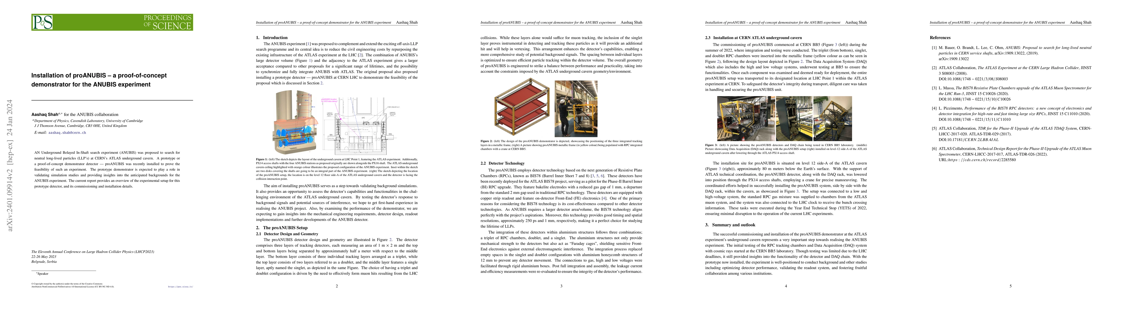 Thumbnail for Installation of proANUBIS -- a proof-of-concept demonstrator for the
  ANUBIS experiment