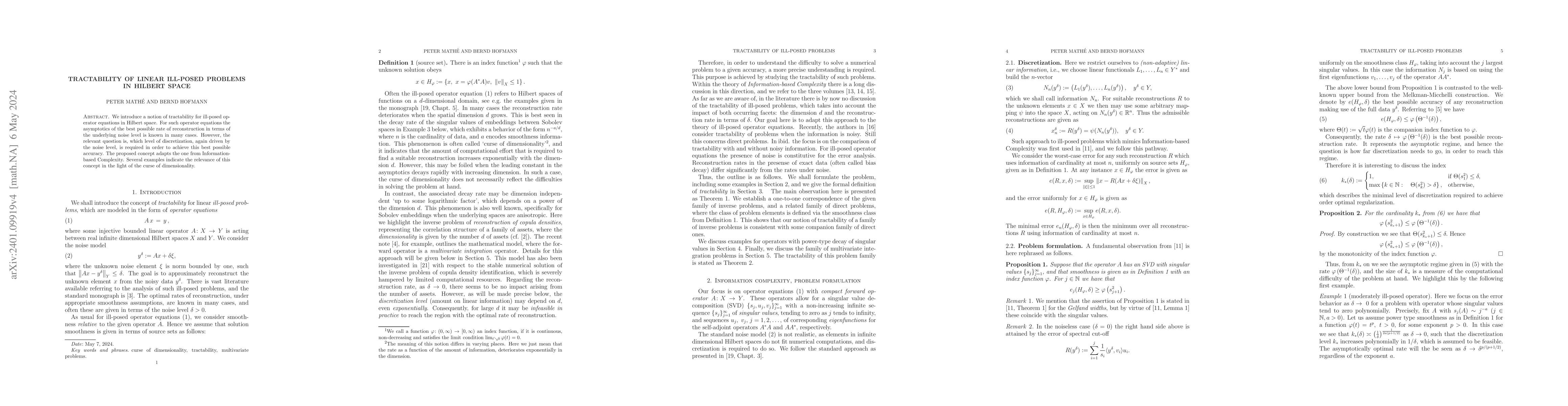 Thumbnail for Tractability of linear ill-posed problems in Hilbert space