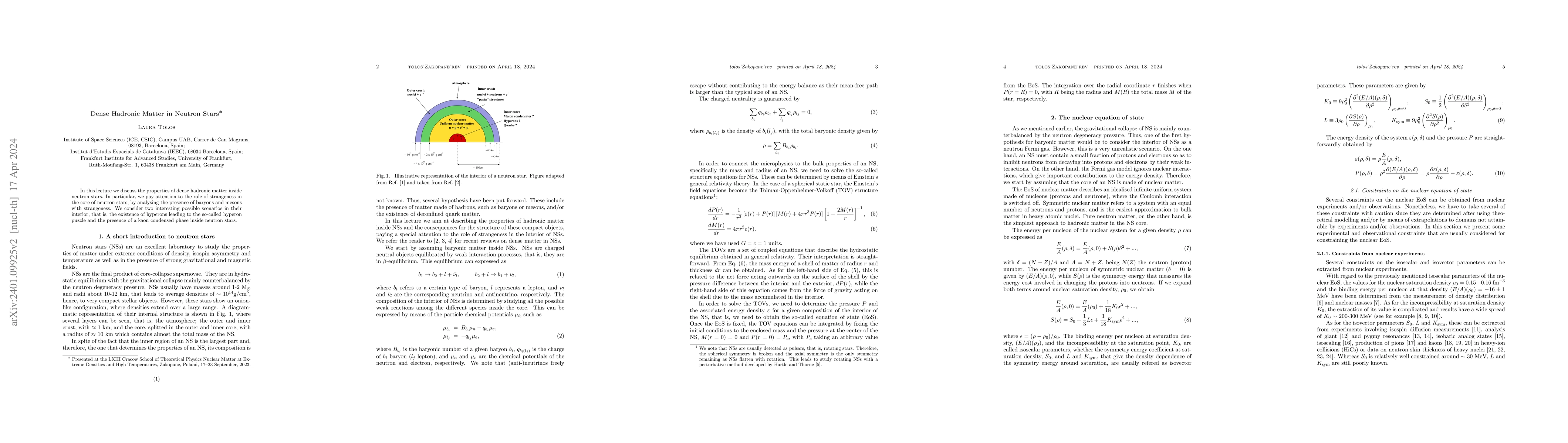 Thumbnail for Dense Hadronic Matter in Neutron Stars