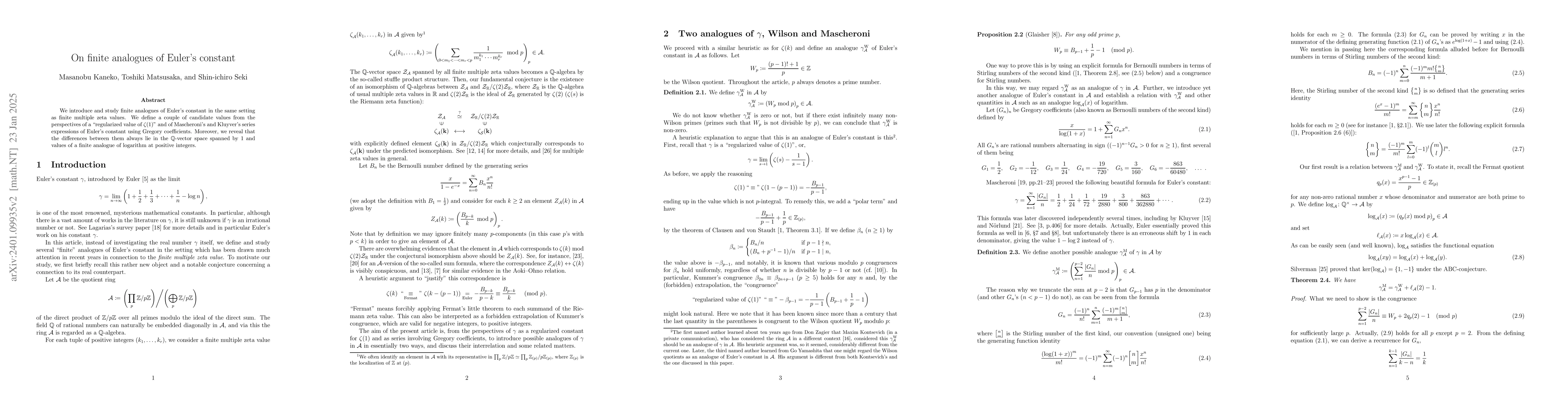Thumbnail for On finite analogues of Euler's constant