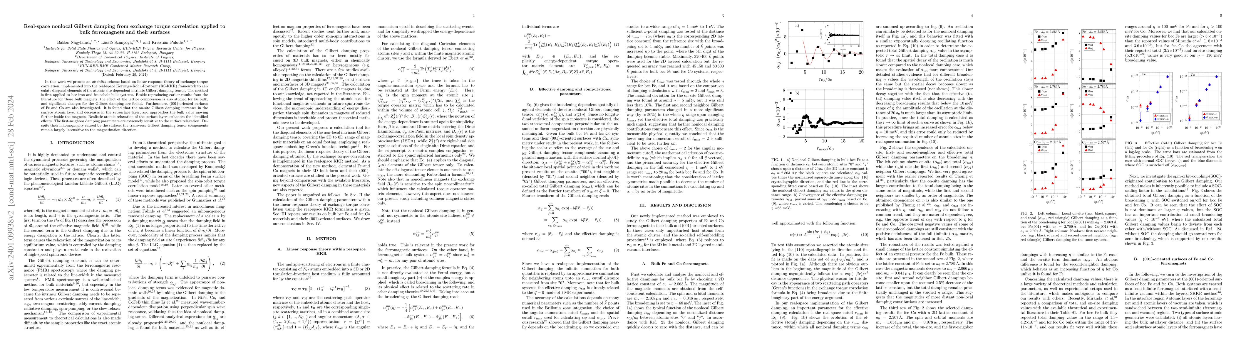 Thumbnail for Real-space nonlocal Gilbert damping from exchange torque correlation
  applied to bulk ferromagnets and their surfaces