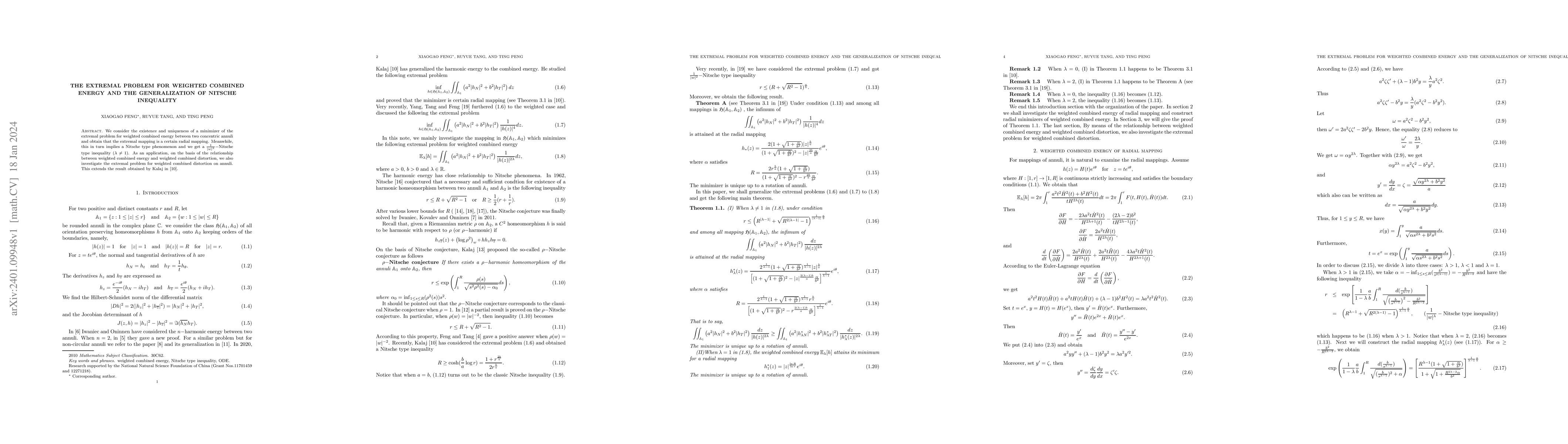 Thumbnail for The extremal problem for weighted combined energy and the generalization
  of Nitsche inequality