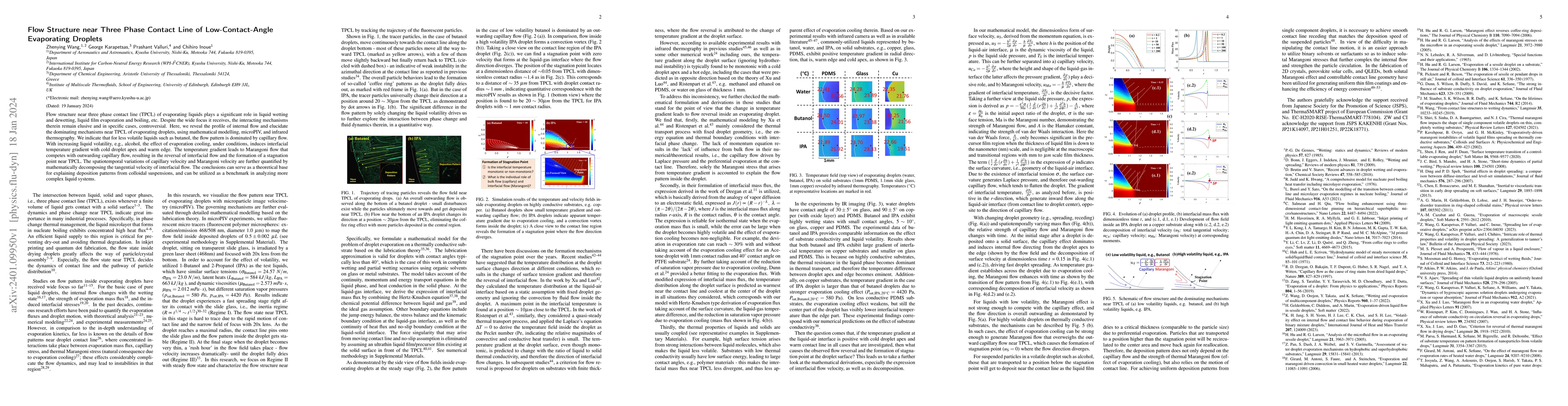Thumbnail for Flow Structure near Three Phase Contact Line of Low-Contact-Angle
  Evaporating Droplets