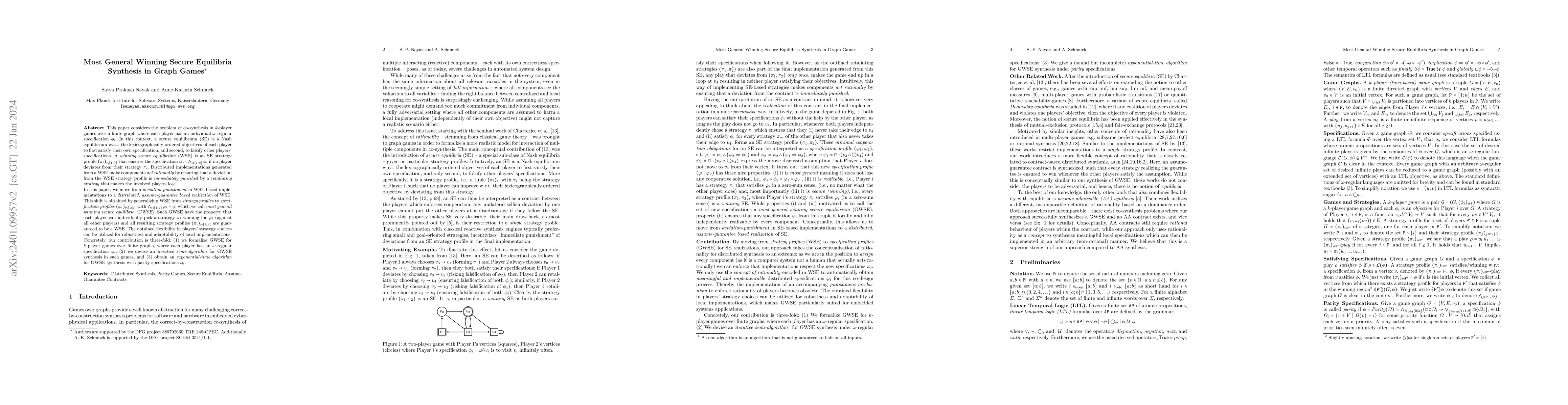 Thumbnail for Most General Winning Secure Equilibria Synthesis in Graph Games
