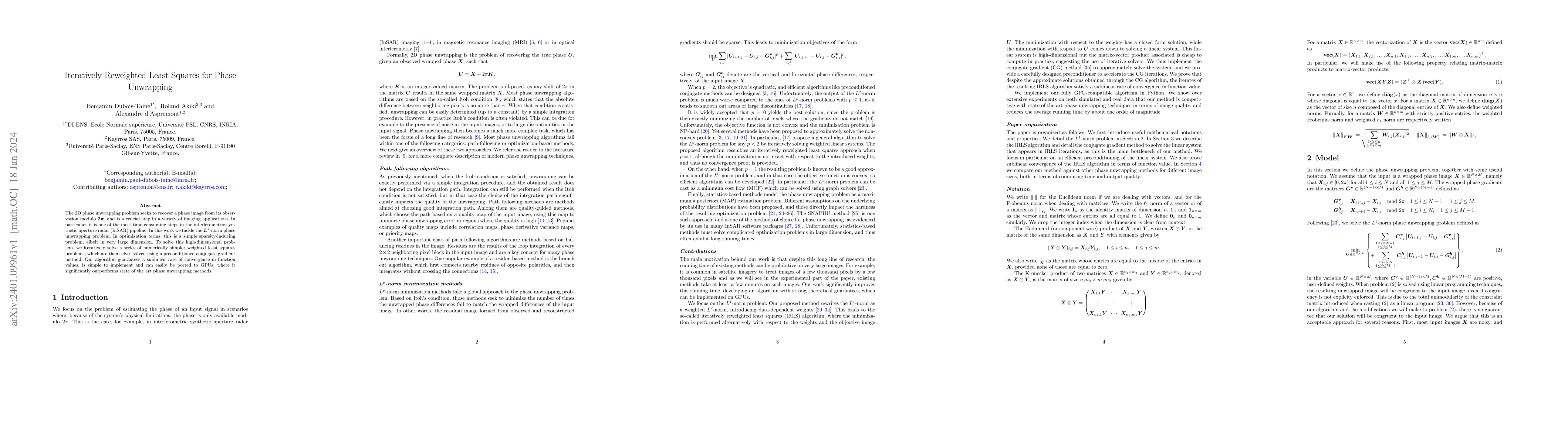 Thumbnail for Iteratively Reweighted Least Squares for Phase Unwrapping