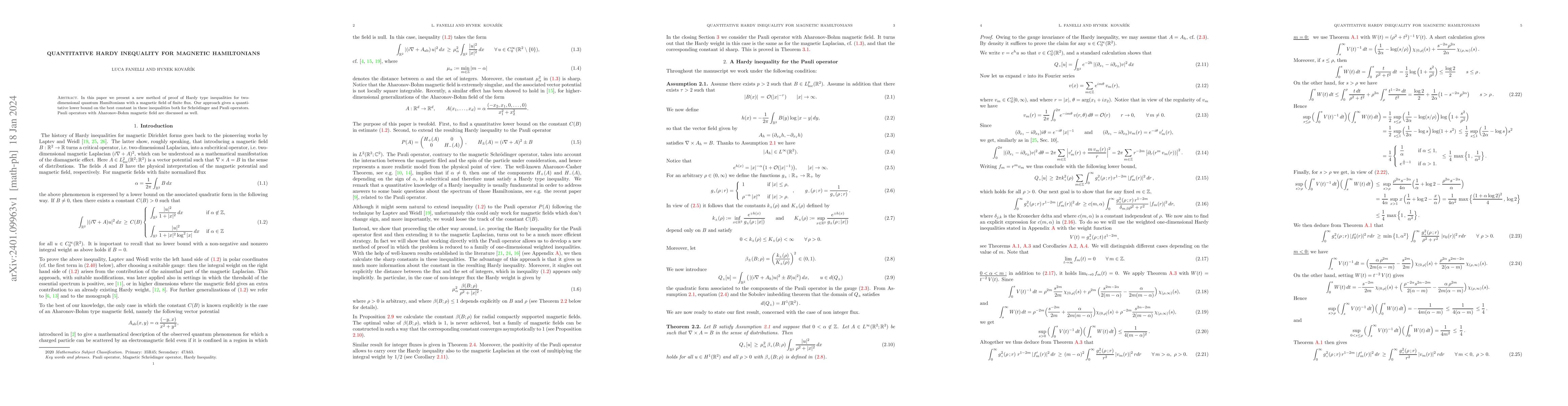 Thumbnail for Quantitative Hardy inequality for magnetic Hamiltonians