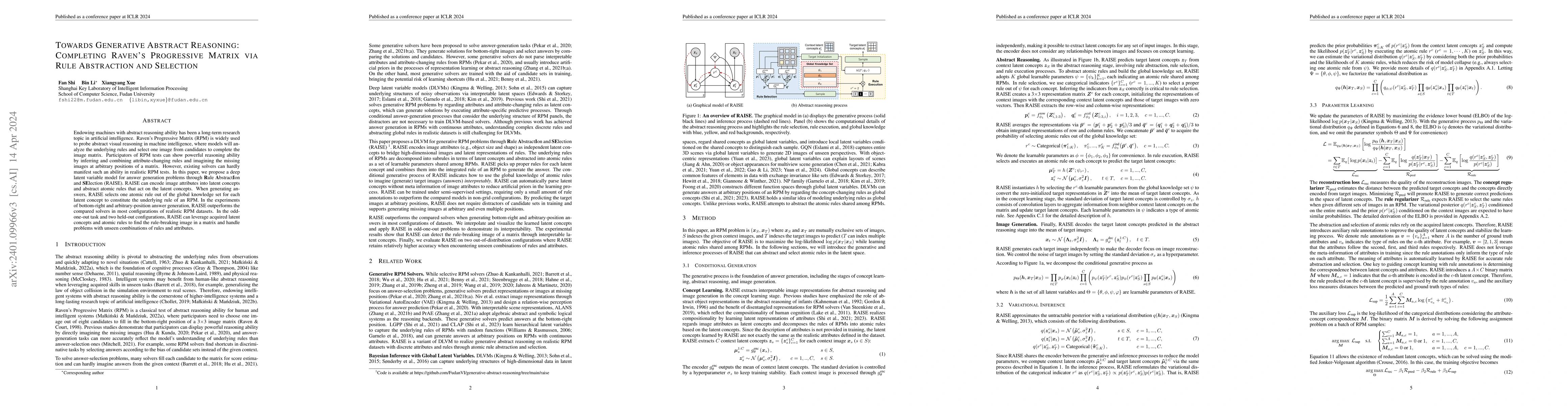 Thumbnail for Towards Generative Abstract Reasoning: Completing Raven's Progressive
  Matrix via Rule Abstraction and Selection