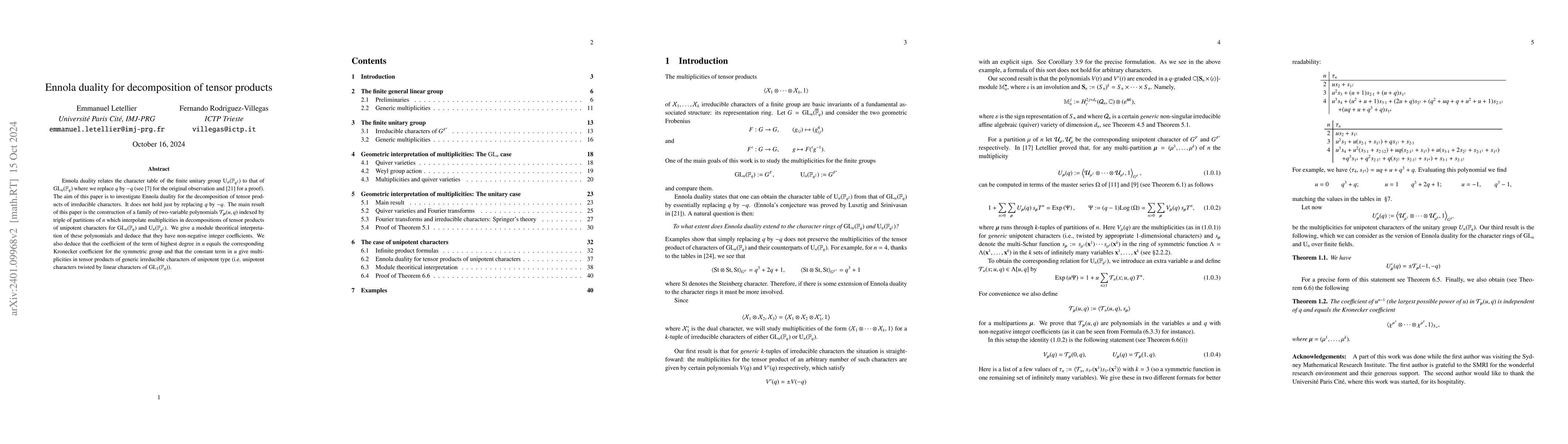 Thumbnail for Ennola duality for decomposition of tensor products