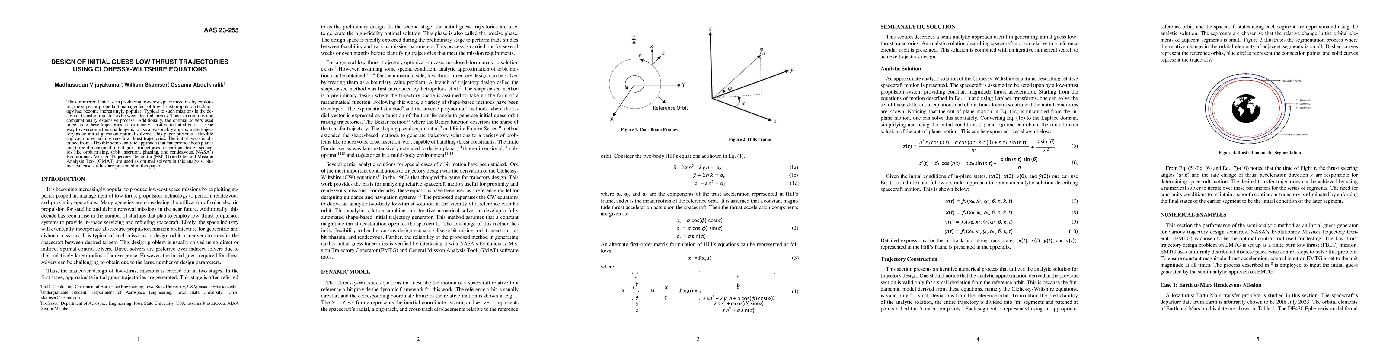 Thumbnail for Design of Initial Guess Low Thrust Trajectories Using Clohessy-Wiltshire
  Equations