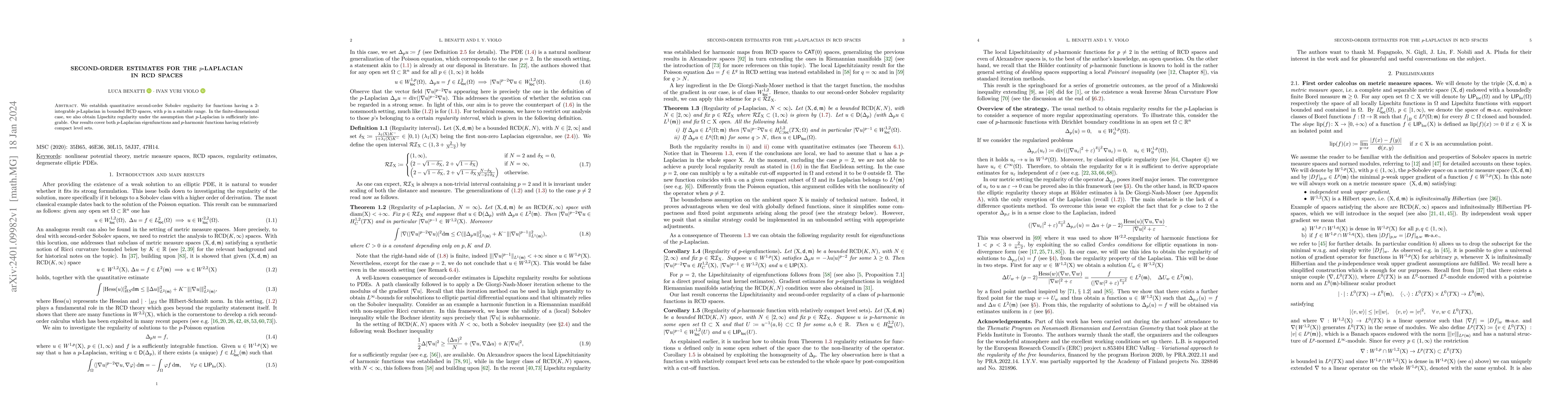 Thumbnail for Second-order estimates for the $p$-Laplacian in RCD spaces
