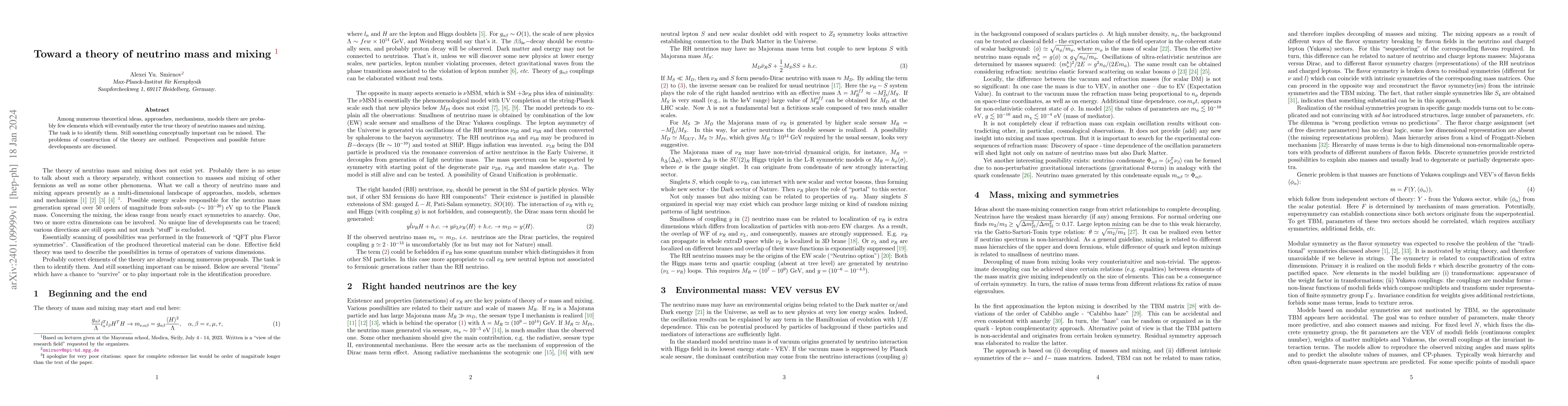Thumbnail for Toward a theory of neutrino mass and mixing