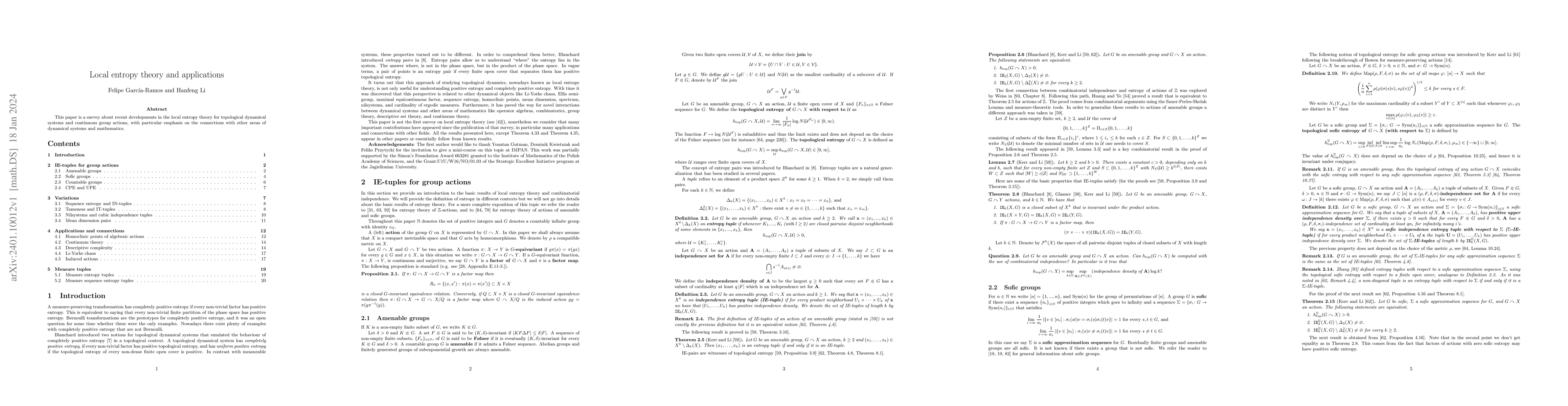 Thumbnail for Local entropy theory and applications