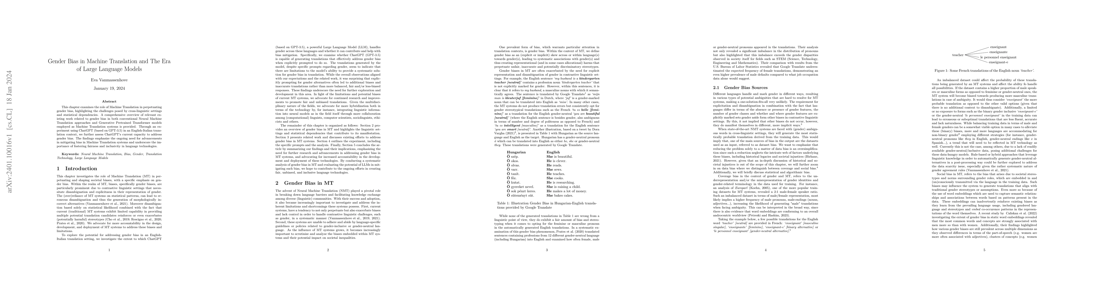 Thumbnail for Gender Bias in Machine Translation and The Era of Large Language Models