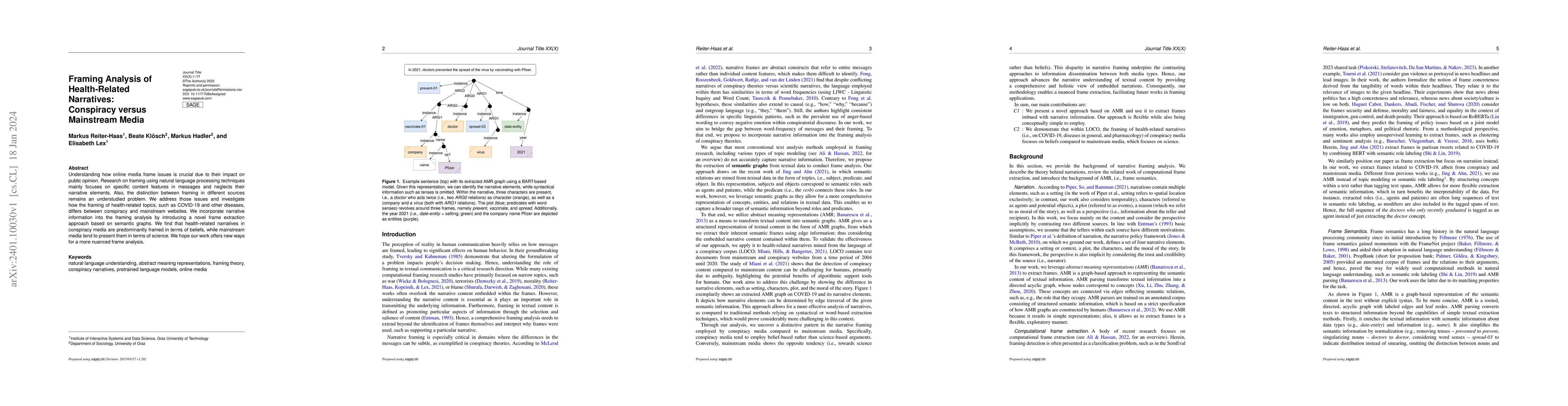 Thumbnail for Framing Analysis of Health-Related Narratives: Conspiracy versus
  Mainstream Media