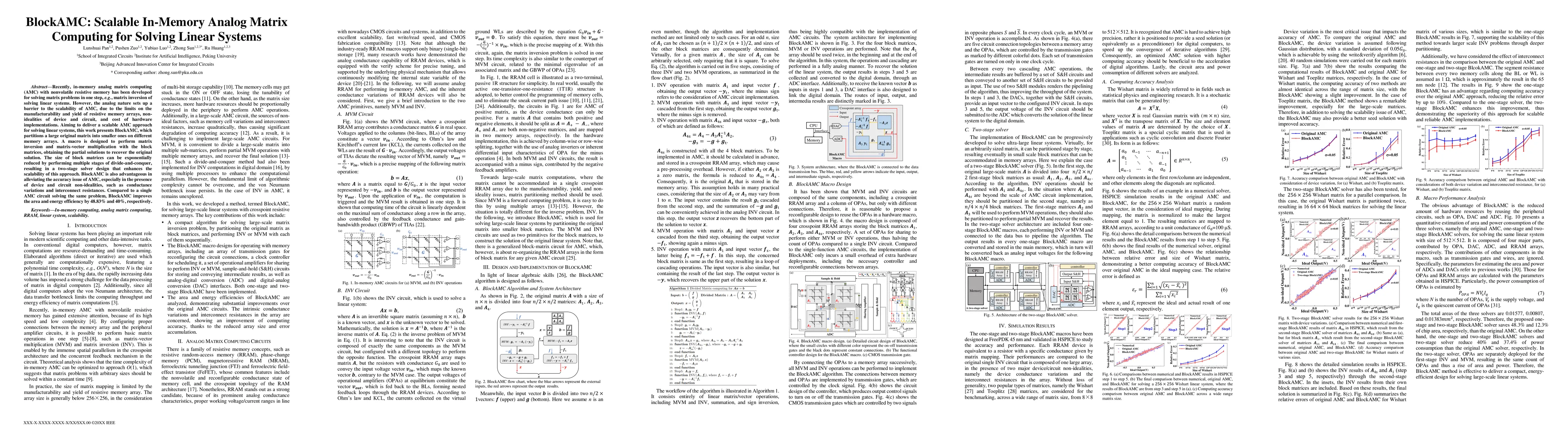 Thumbnail for BlockAMC: Scalable In-Memory Analog Matrix Computing for Solving Linear
  Systems