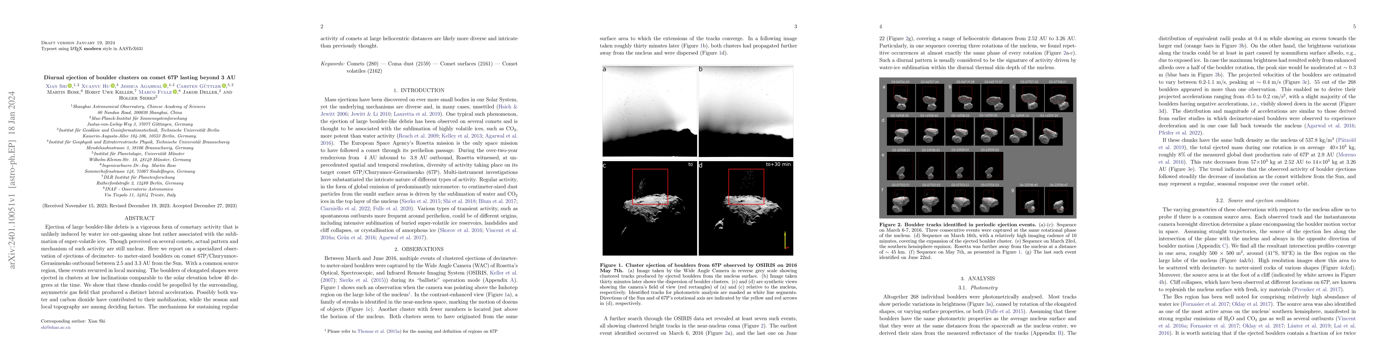 Thumbnail for Diurnal ejection of boulder clusters on comet 67P lasting beyond 3 AU