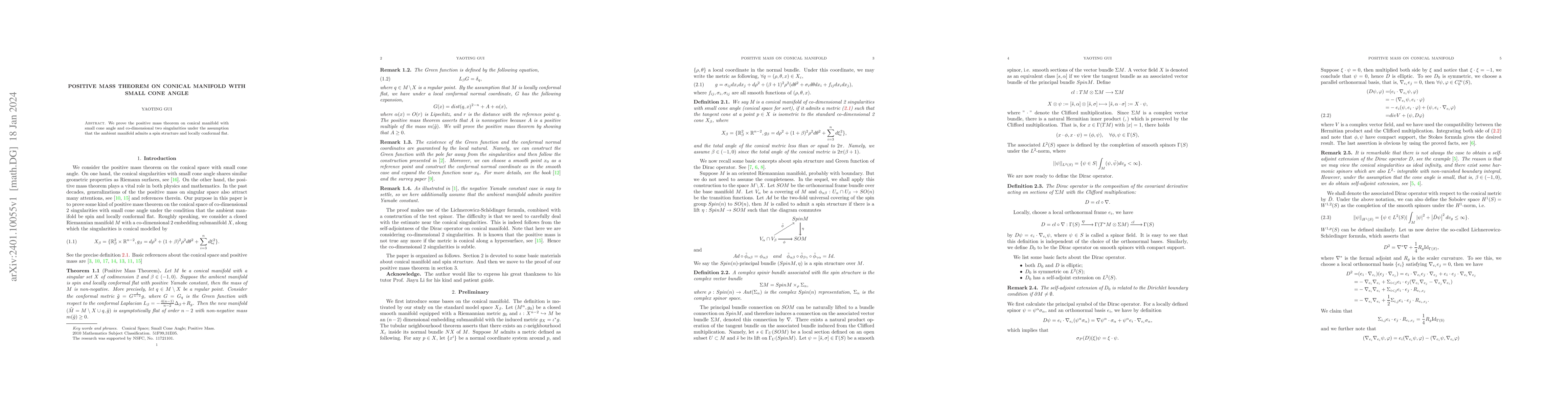 Thumbnail for Positive mass theorem on conical manifold with small cone angle