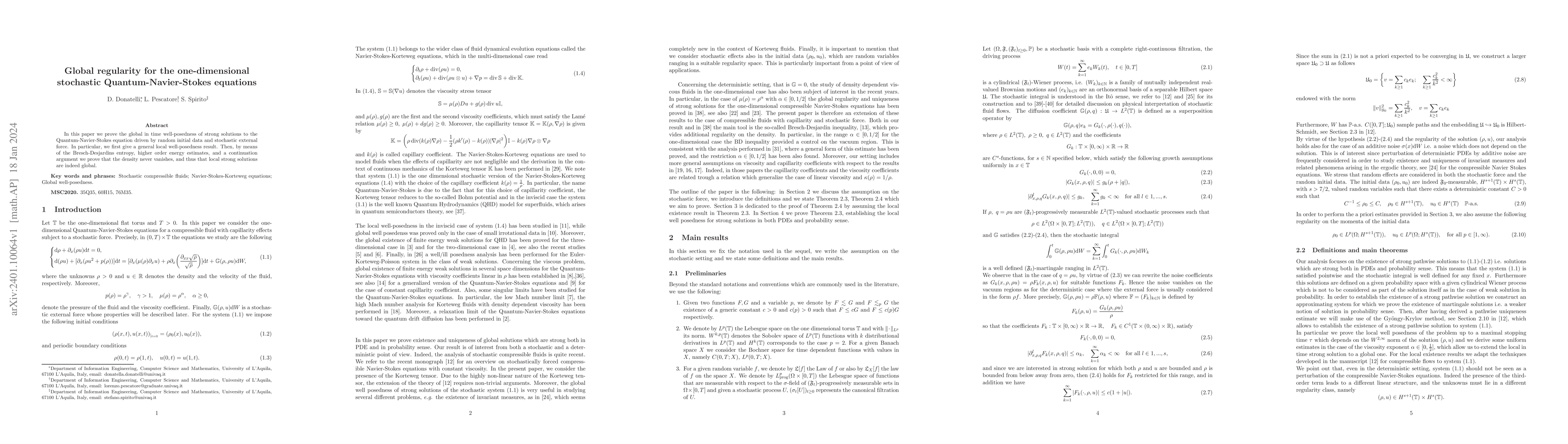 Thumbnail for Global regularity for the one-dimensional stochastic
  Quantum-Navier-Stokes equations
