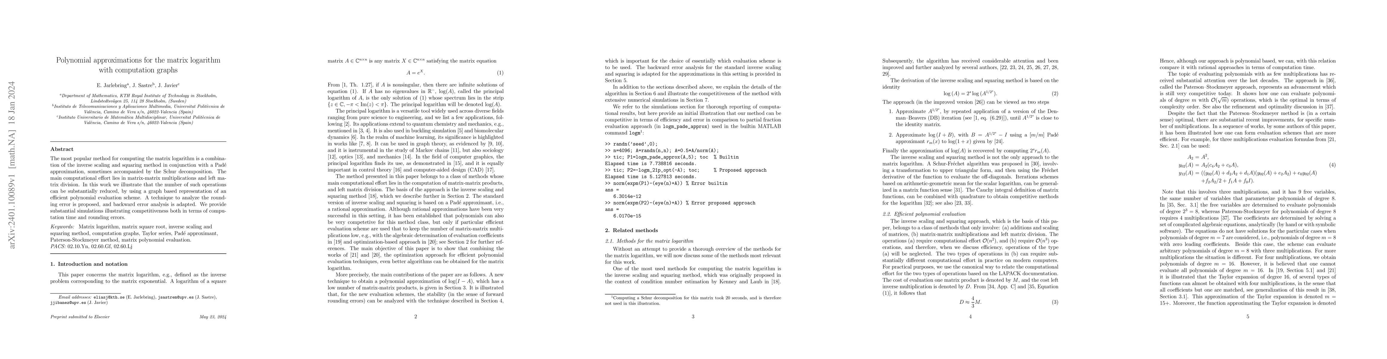 Thumbnail for Polynomial approximations for the matrix logarithm with computation
  graphs