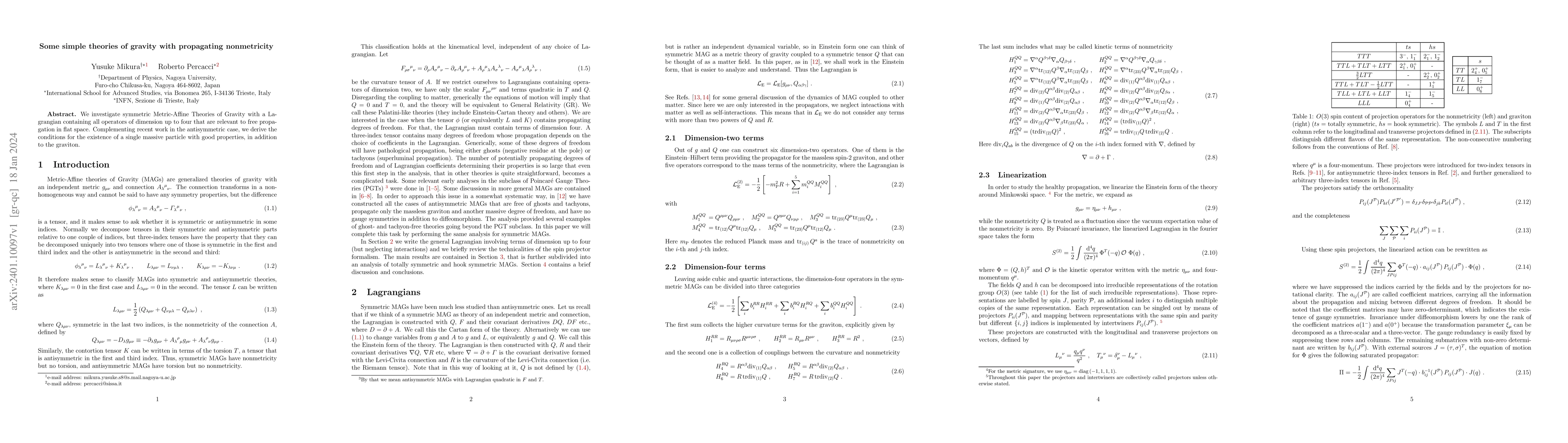 Thumbnail for Some simple theories of gravity with propagating nonmetricity