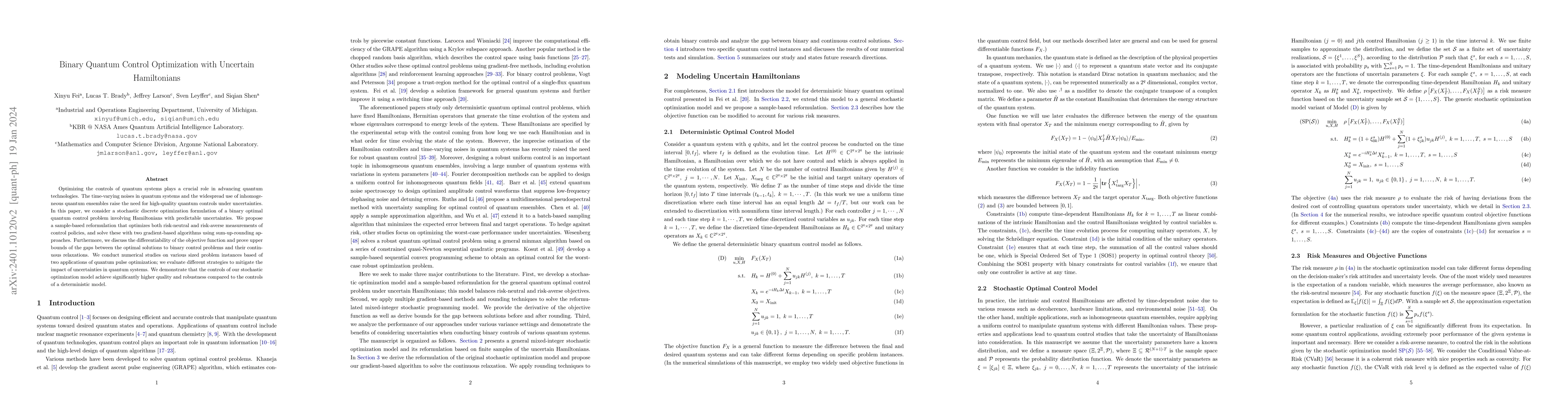 Thumbnail for Binary Quantum Control Optimization with Uncertain Hamiltonians