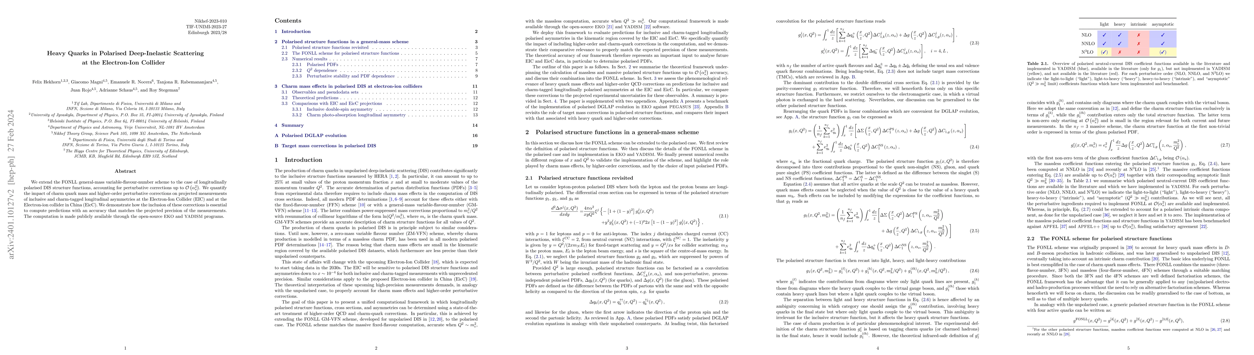 Thumbnail for Heavy Quarks in Polarised Deep-Inelastic Scattering at the Electron-Ion
  Collider