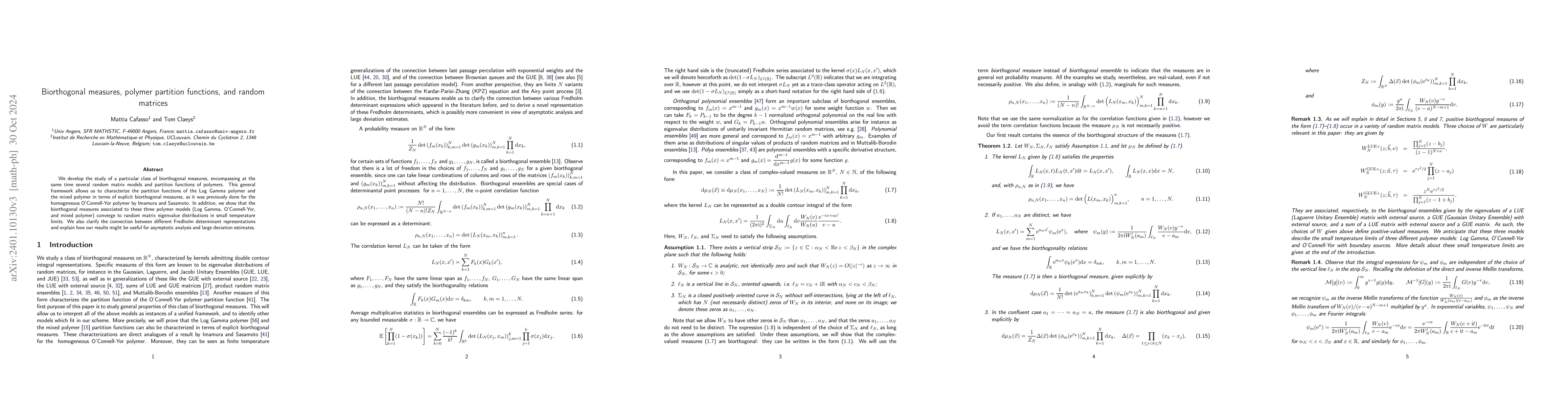 Thumbnail for Biorthogonal measures, polymer partition functions, and random matrices