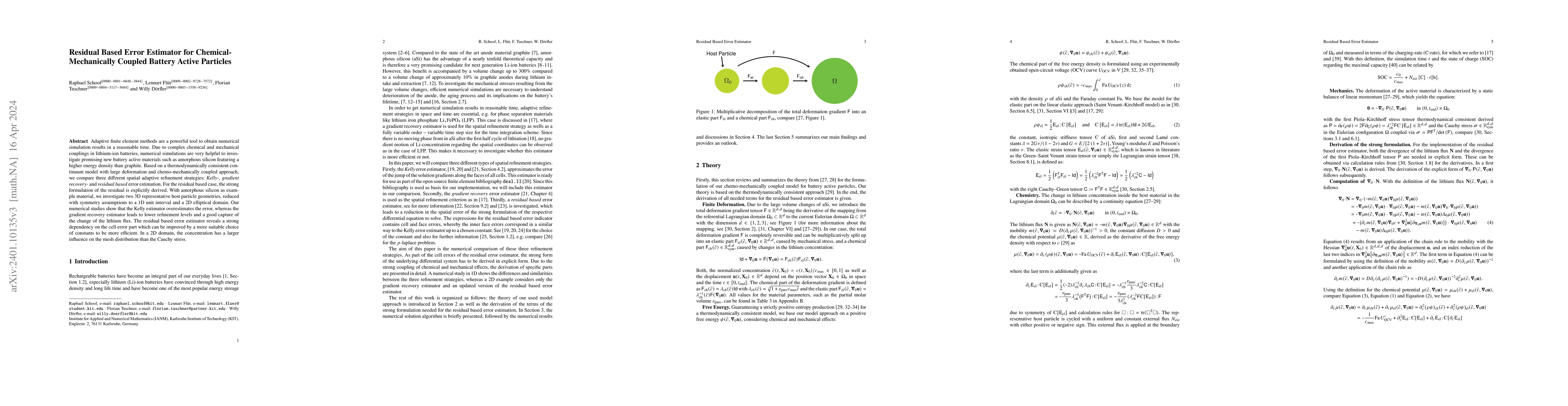 Thumbnail for Residual Based Error Estimator for Chemical-Mechanically Coupled Battery
  Active Particles