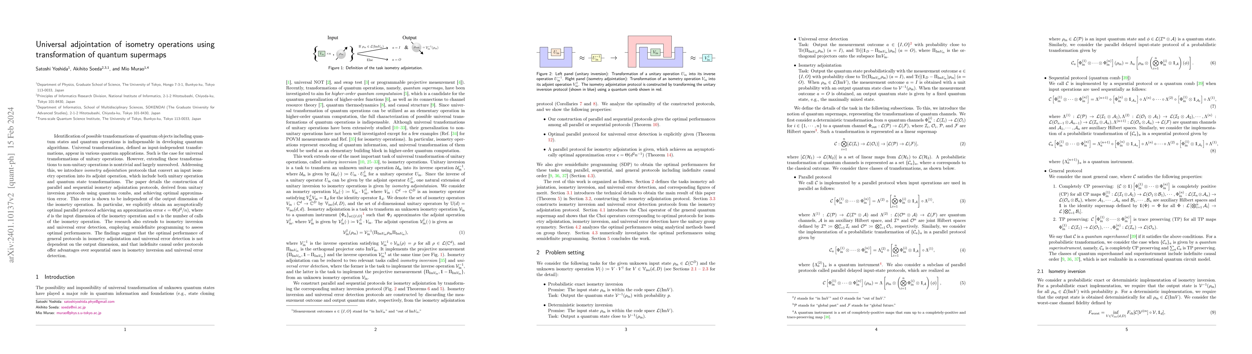 Thumbnail for Universal adjointation of isometry operations using transformation of
  quantum supermaps