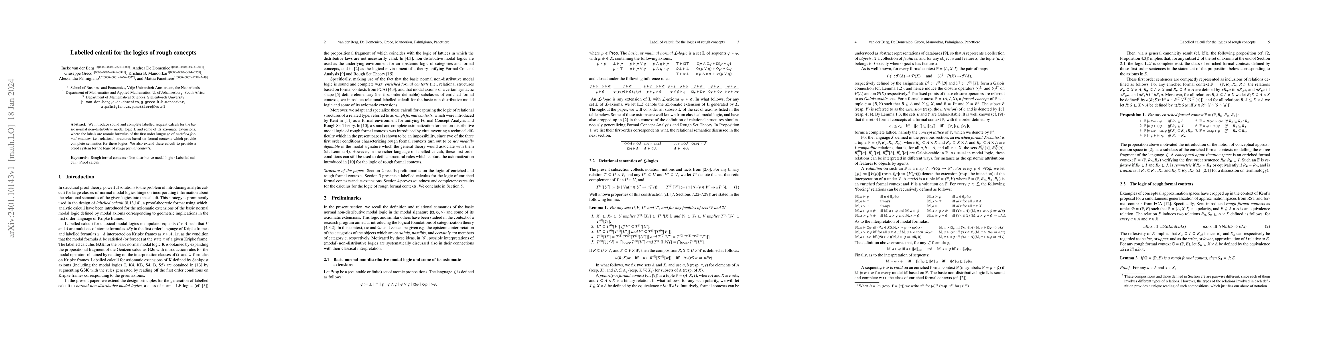 Thumbnail for Labelled calculi for the logics of rough concepts