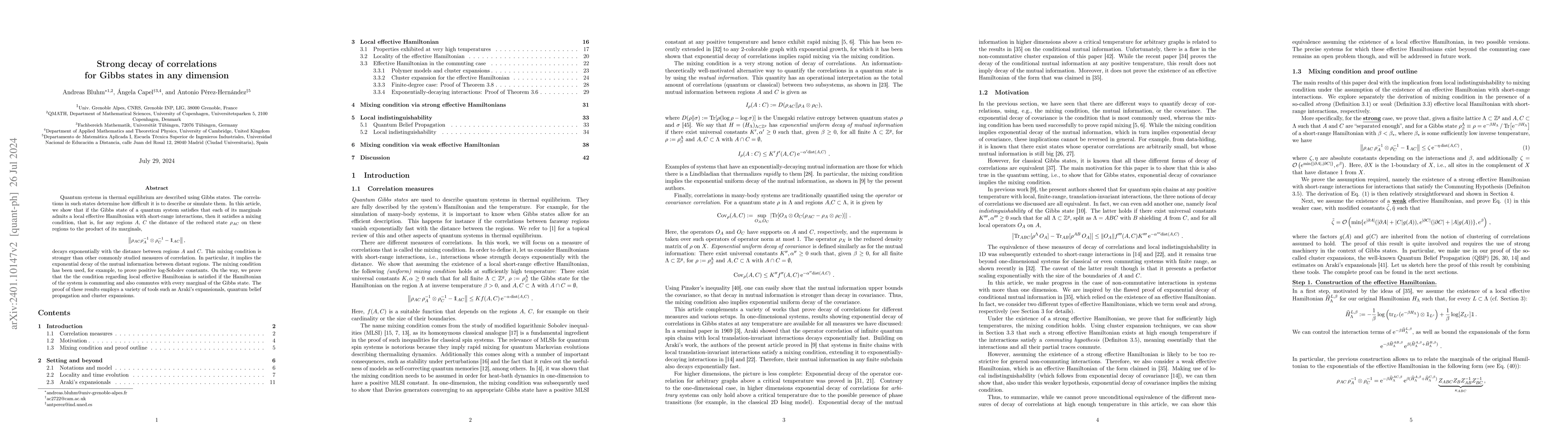 Thumbnail for Strong decay of correlations for Gibbs states in any dimension