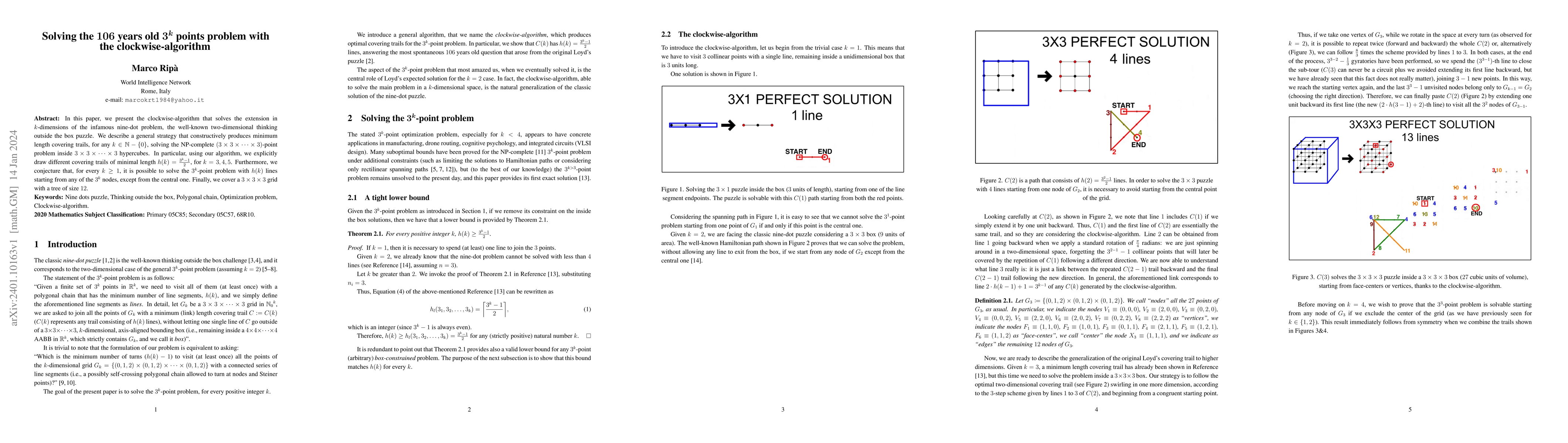 Thumbnail for Solving the $106$ years old $3^k$ points problem with the
  clockwise-algorithm