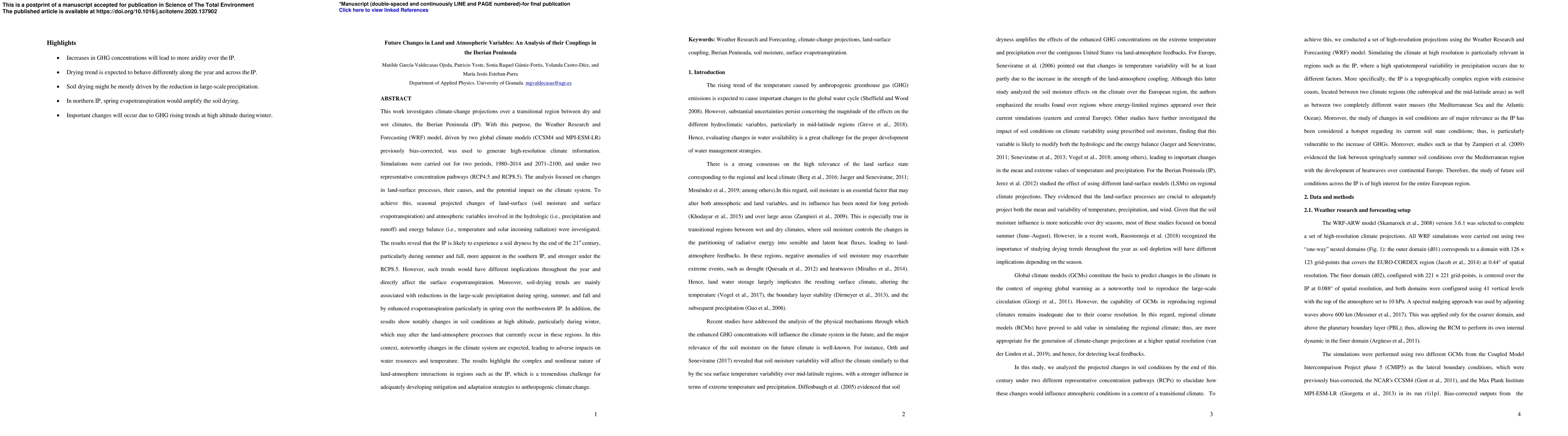 Thumbnail for Future changes in land and atmospheric variables: An analysis of their
  couplings in the Iberian Peninsula