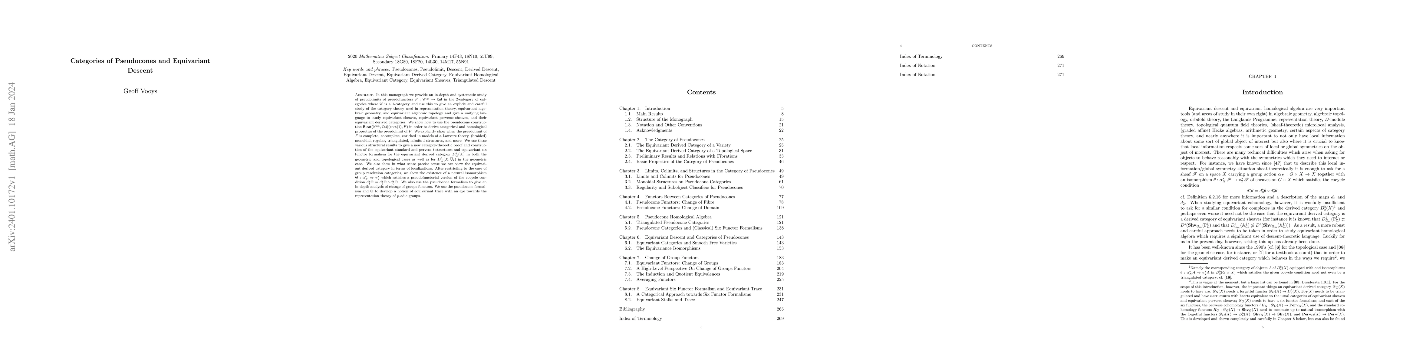 Thumbnail for Categories of Pseudocones and Equivariant Descent