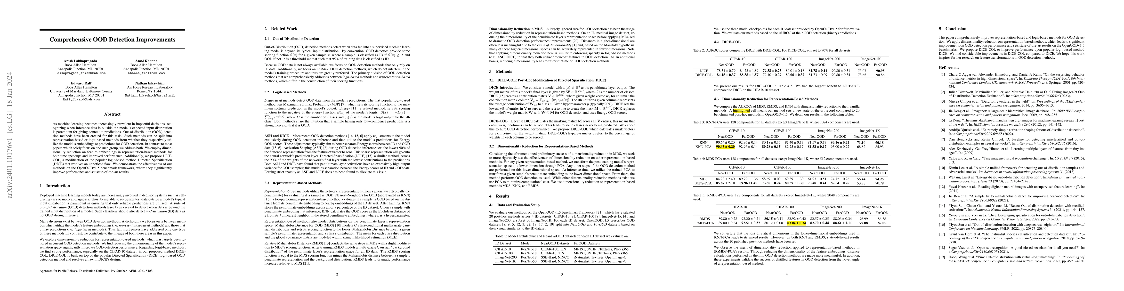 Thumbnail for Comprehensive OOD Detection Improvements