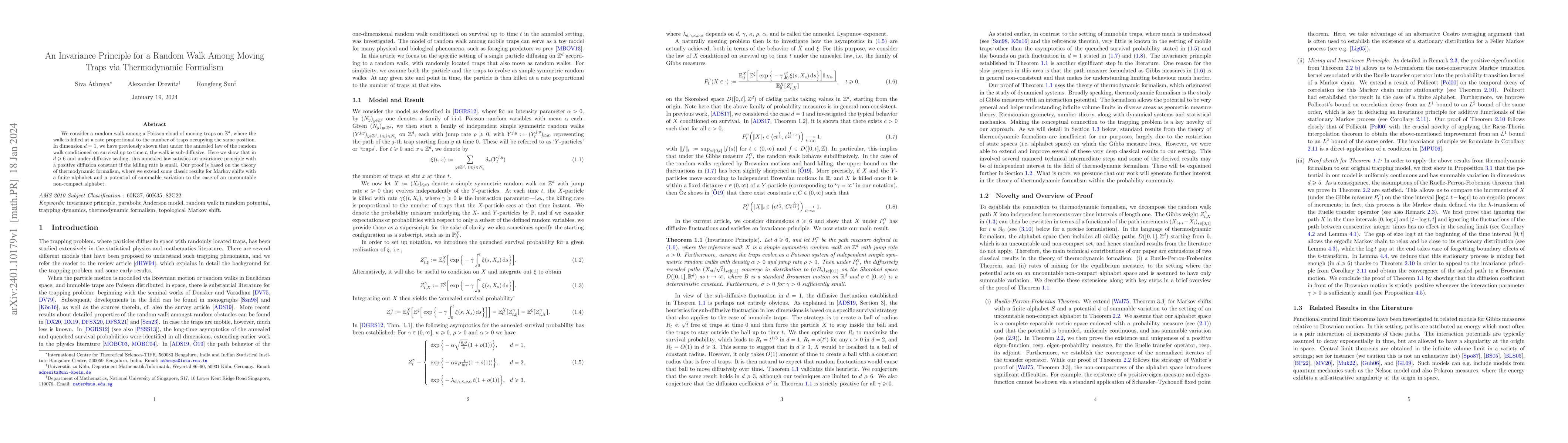 Thumbnail for An Invariance Principle for a Random Walk Among Moving Traps via
  Thermodynamic Formalism