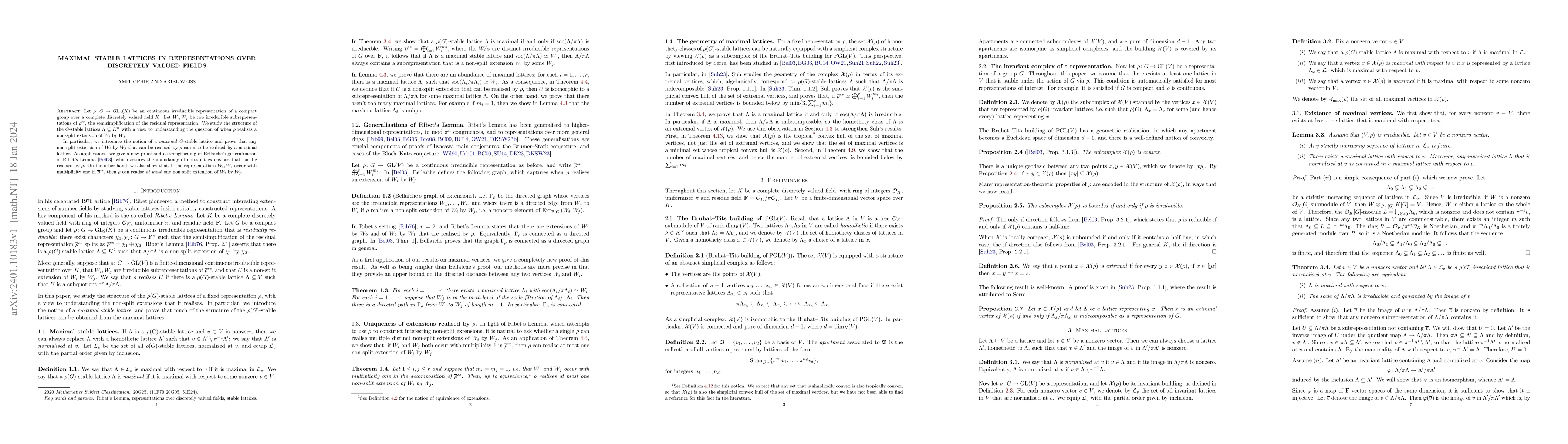 Thumbnail for Maximal stable lattices in representations over discretely valued fields