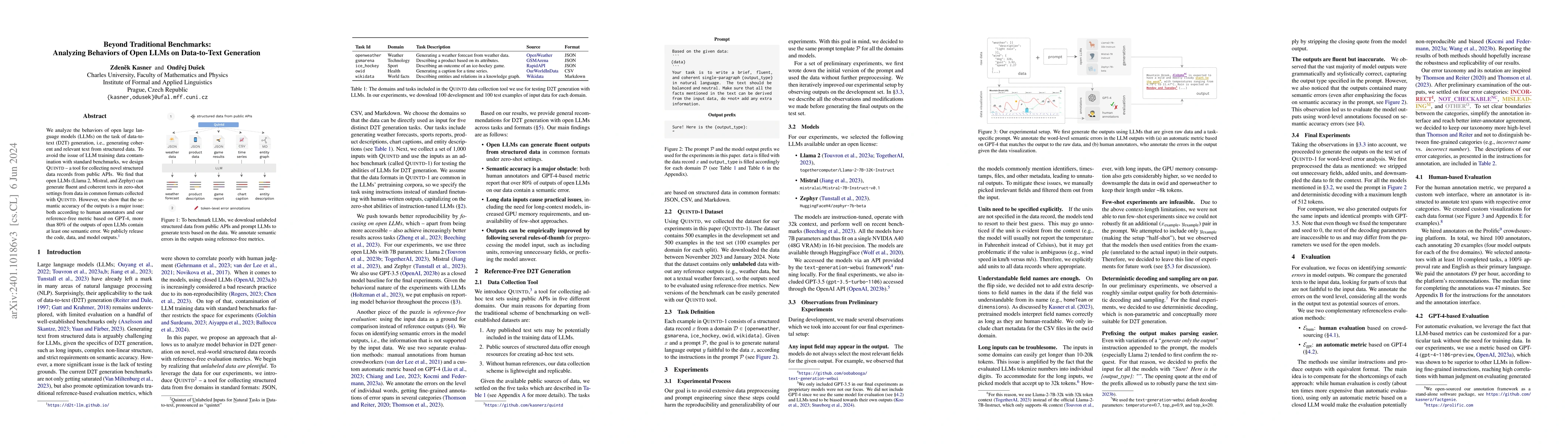 Thumbnail for Beyond Traditional Benchmarks: Analyzing Behaviors of Open LLMs on
  Data-to-Text Generation