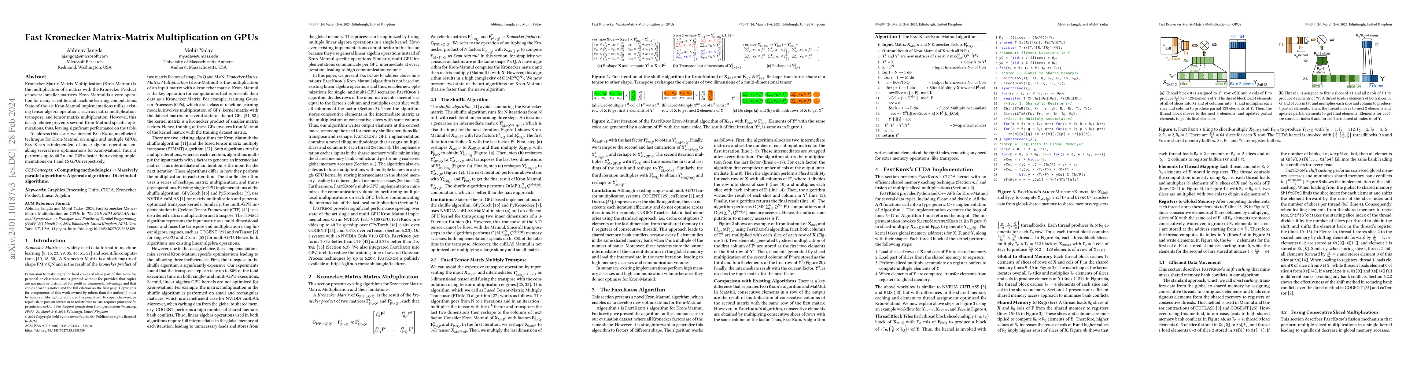 Thumbnail for Fast Kronecker Matrix-Matrix Multiplication on GPUs