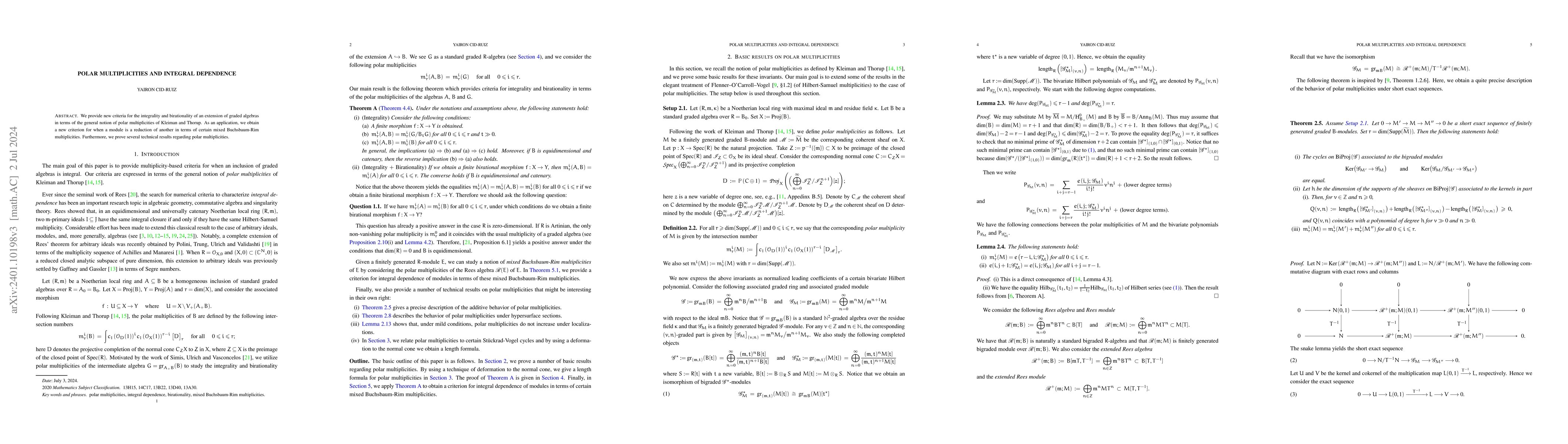 Thumbnail for Polar multiplicities and integral dependence