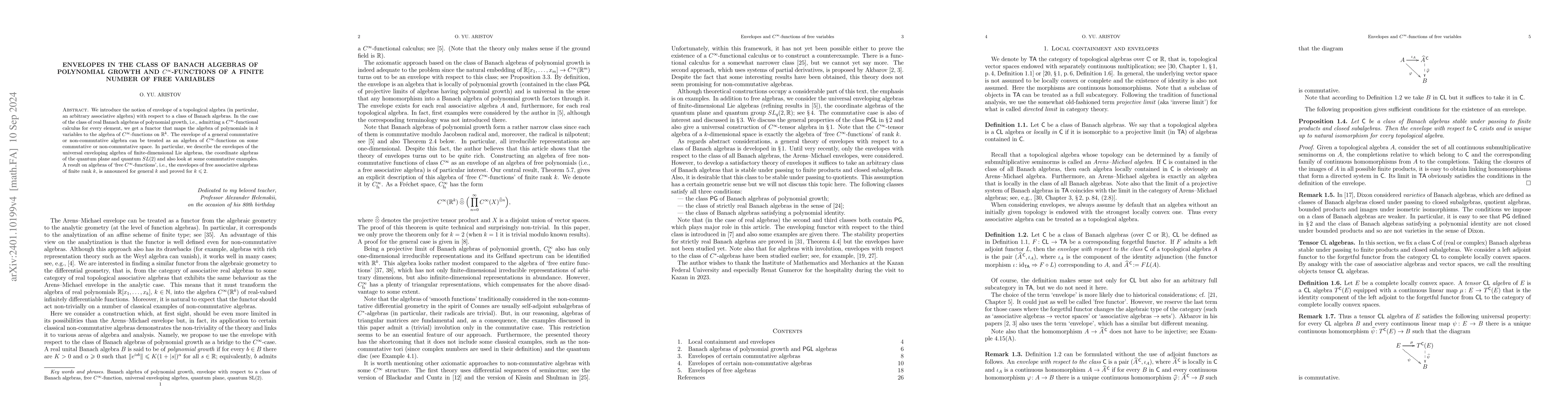 Thumbnail for Envelopes in the class of Banach algebras of polynomial growth and
  $C^\infty$-functions of a finite number of free variables