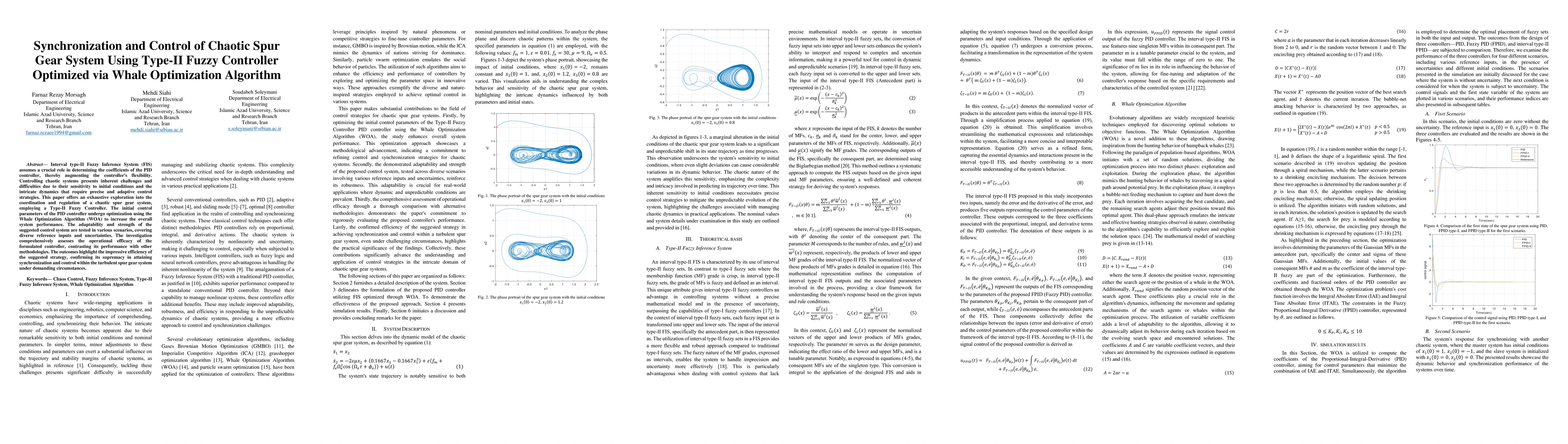 Thumbnail for Synchronization and Control of Chaotic Spur Gear System Using Type-II
  Fuzzy Controller Optimized via Whale Optimization Algorithm